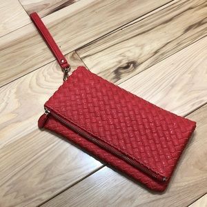 Coral faux leather expandable clutch (Stitch Fix)